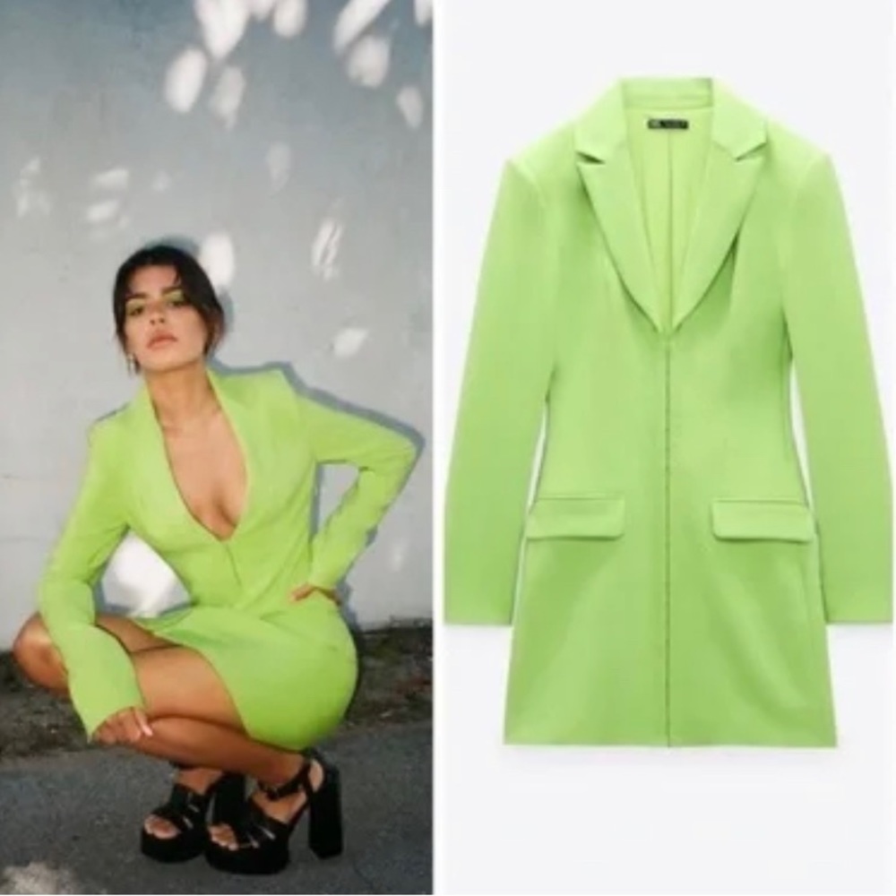 Lime Green Fitted Corset Blazer Dress
